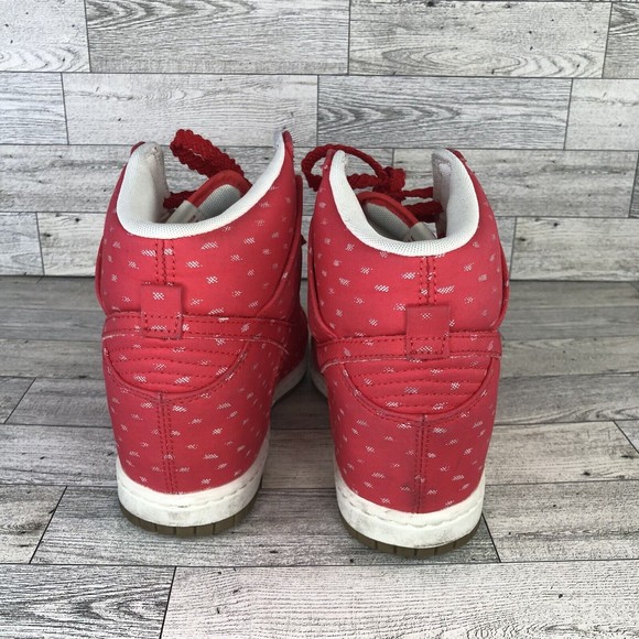 Nike Dunk Sky Hi Print Hidden Wedge Heel Shoes Size 8.5 Hyper Red 543258-600 - Picture 3 of 5